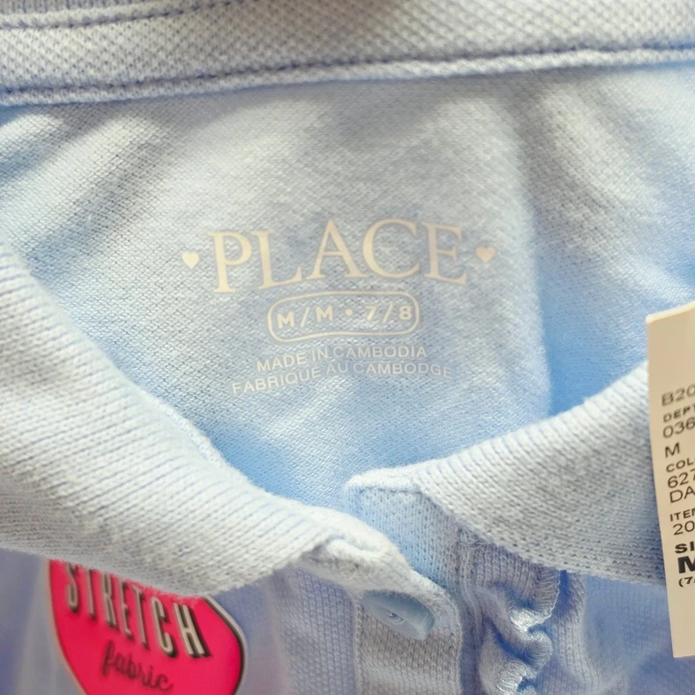 The Children's Place Girls School Uniform Set 3 Blue Polos & Khaki Skort Size 8